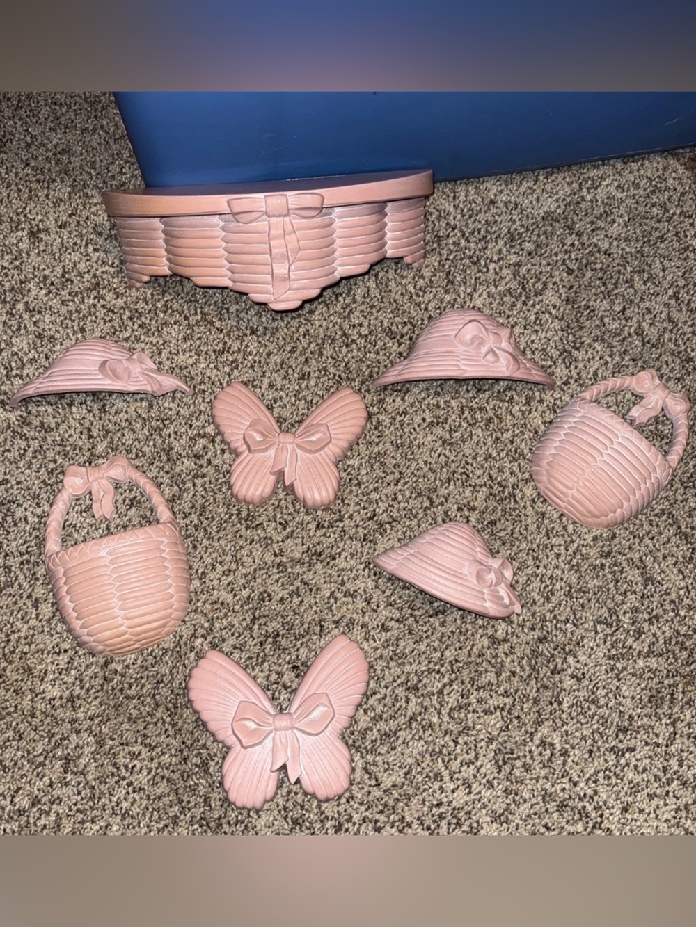 Vintage Burwood Products Made in USA Pink Butterfly Basket Shelf